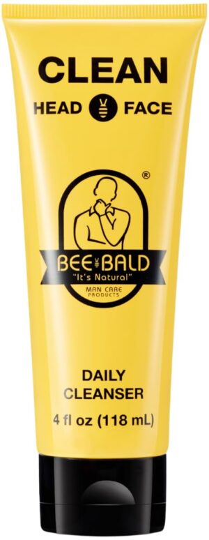 Bee Bald CLEAN Daily Head & Face Cleanser, Refreshes and Thoroughly Washes, Premium Bald Head Care for Men and Women, 4 fl Oz