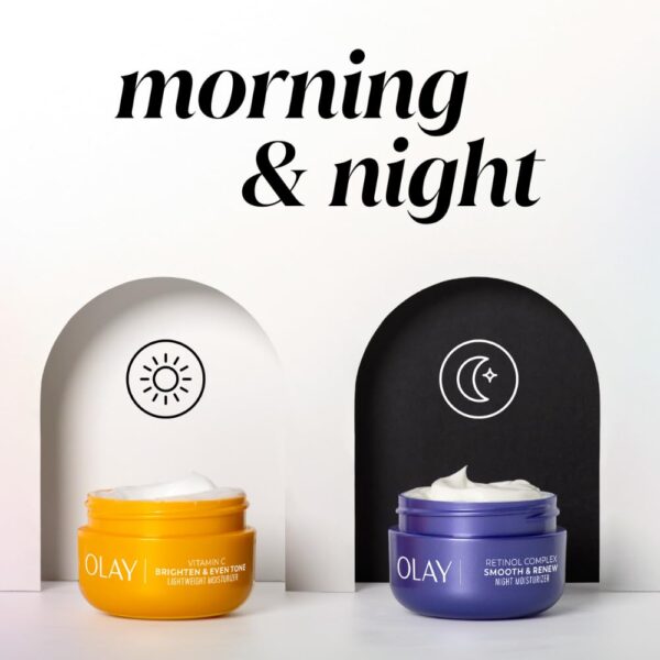 Olay Vitamin C Face Moisturizer, Bright & Even Lightweight Cream for Women - Brightens, Hyrdates, Evens Tone & Texture, Glowing Skin Care - Recyclable Sustainable Eco Jar, Non-Greasy, 2 Oz