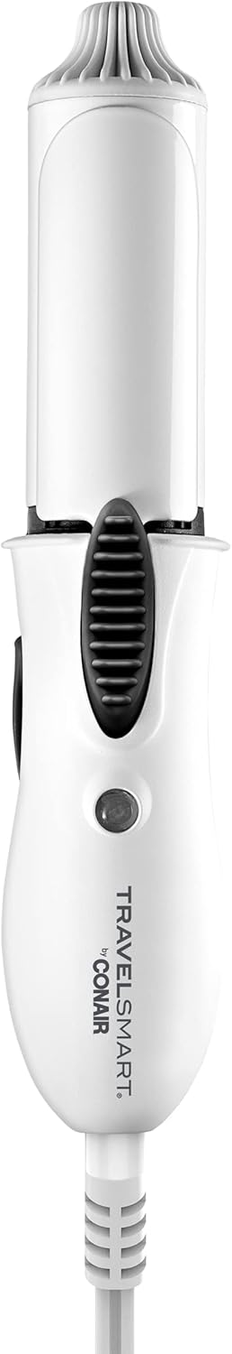 Conair Travel Curling Iron, Mini 1- Inch Ceramic Curling Iron in White by Travel Smart