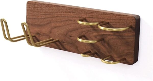 Wall Mount Hair Dryer Holder, Walnut Bathroom Storage Rack, Stylish Salon Organizer, Hair Styling Tool Storage Basket, Essential Home Bathroom Accessories (27cm)