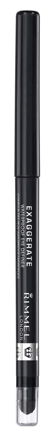Rimmel London Exaggerate Waterproof Eye Definer Eyeliner, Highly Pigmented, Long-Wearing, Built-In Smudger, 261, Noir, 0.01oz