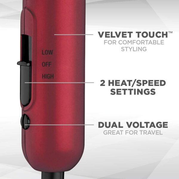 Conair miniPRO Tourmaline Ceramic Travel Hair Dryer with Folding Handle, Red