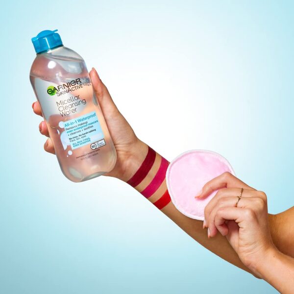 Garnier SkinActive Micellar Cleansing Water All-in-1 Cleanser & Waterproof Makeup Remover, 13.5 floz, 2 pack + EcoPads (Packaging May Vary)