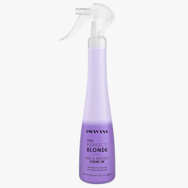 Pravana The Perfect Blonde Seal & Protect Leave-In Conditioner Spray Treatment Detangler | Neutralizes Brassy, Yellow Tones | For Color Treated Hair | Chromasilk Enhances Shine & Protection | Vegan