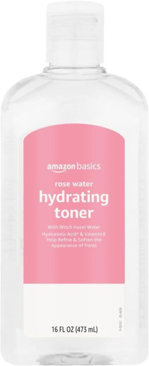 Amazon Basics Rose Water Hydrating Toner, 16 Fluid Ounces, 1-Pack