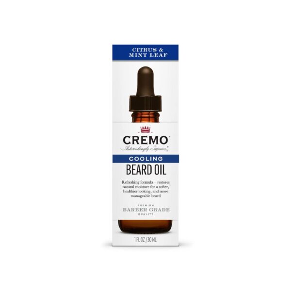 Cremo Beard Oil, Cooling Citrus & Mint Leaf, 1 fl oz - Restore Natural Moisture and Soften Your Beard To Help Relieve Beard Itch