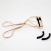 Professional Makeup Tool for Eyelashes with 2 Replacement Silicone Refill Pads Pinch Pain Free Metal Eyelash Curler 1PC, Golden Color