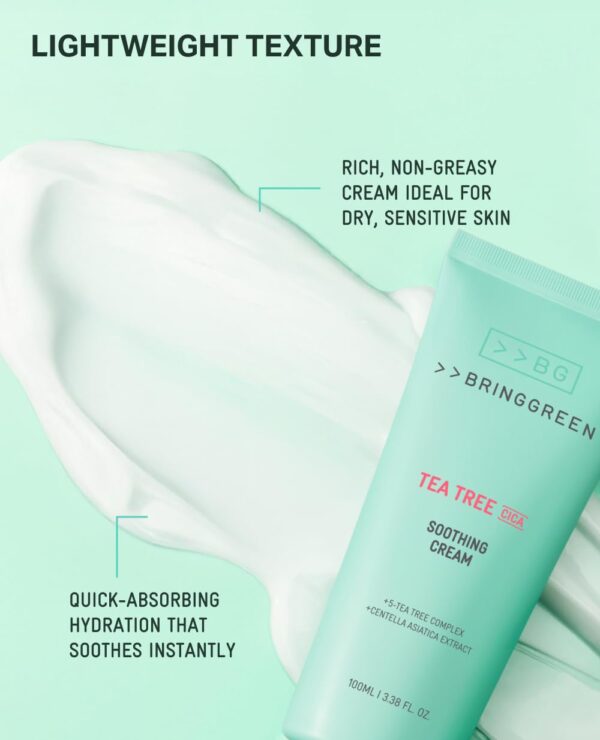BRING GREEN Tea Tree Cica Soothing Cream Plus 100ml Korean Skin care, calming and soothing, moisturizer for skin, facial cream, trouble care, Blackhead Removing Pore care (Pack of 1)
