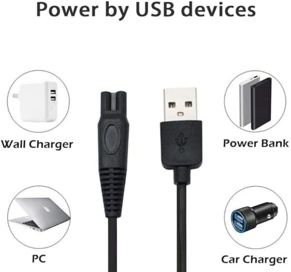 USB Charger Cord for Hatteker RSCW-2018 Trimmer & Electric Shaver Razor