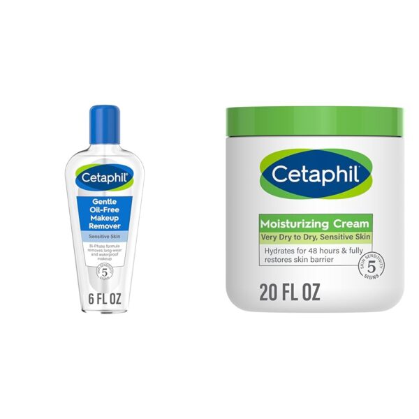 Cetaphil Gentle Waterproof Makeup Remover & Body Moisturizer, Hydrating Moisturizing Cream for Dry to Very Dry, Sensitive Skin, NEW 20 oz, Fragrance Free, Non-Comedogenic, Non-Greasy