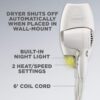 Conair Wall-Mount Hair Dryer, 1600W Hair Dryer with LED Night Light, Wall Mount Blow Dryer