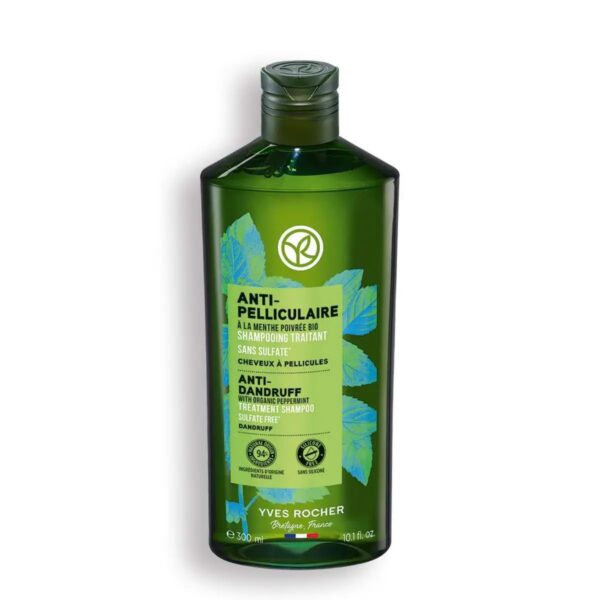 Yves Rocher Anti-Dandruff with Organic Peppermint Treatment Shampoo Sulfate Free - 300 ml. / 10.1 Fl.Oz
