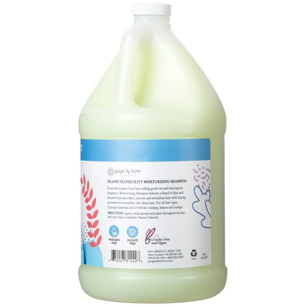 Ginger Lily Farms Botanicals Moisturizing Shampoo for All Hair Types, Island Tranquility, 100% Vegan & Cruelty-Free, Green Tea Lemongrass Scent, 1 Gallon (128 fl oz) Refill
