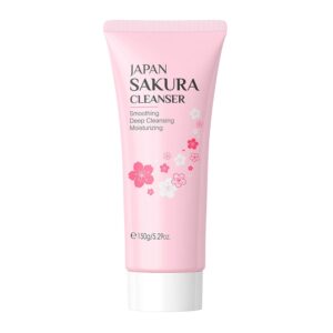 iiniim Sakura Face Wash 150g Gentle Daily Facial Cleanser for Women Girls Hydrating Moisturizing Cherry Blossom Foam Cleanser Soft Skin Pore Refining Pink One Size