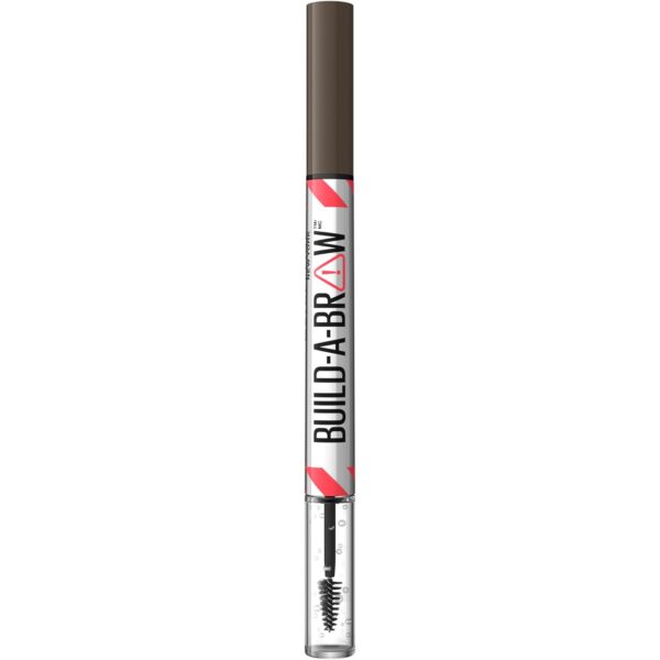 Maybelline Build-A-Brow 2-in-1 Brow Pen and Sealing Eyebrow Gel, Eyebrow Makeup for Real-Looking, Fuller Brows, Black Brown, 1 Count