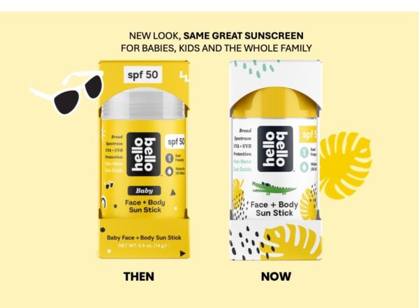 Hello Bello Mineral SPF 50 Face & Body Sunscreen Stick, Water Resistant and Reef Friendly Roll On Sun Protection, 1oz