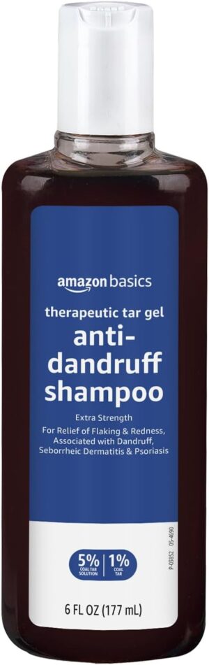 Amazon Basics Therapeutic Plus Coal Tar Anti-Dandruff Shampoo Extra Strength 1% Coal Tar, 6 Fl Oz, Pack of 1