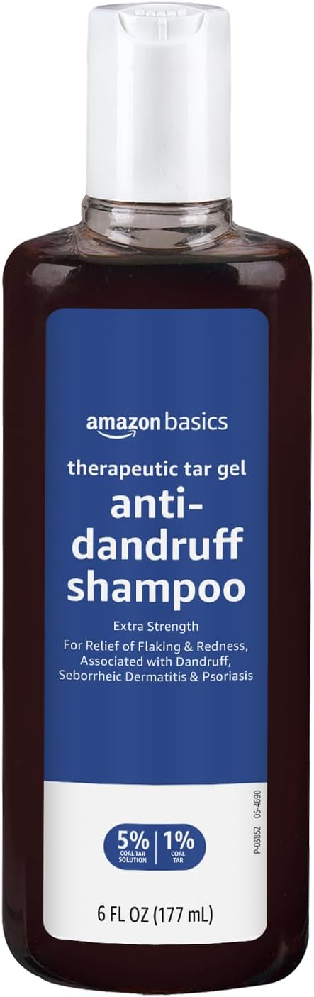 Amazon Basics Therapeutic Plus Coal Tar Anti-Dandruff Shampoo Extra Strength 1% Coal Tar, 6 Fl Oz, Pack of 1