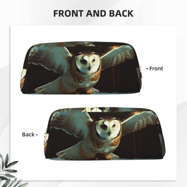 Flying Owl Pencil Pouch Large Capacity Pencil Case Leather Cosmetic Bag Office Desk Organizer Coin Pouch Portable Zipper Toiletry Bag for Travel Outdoor