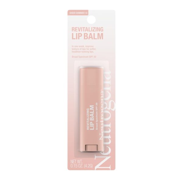 Neutrogena Revitalizing Tinted Lip Balm Broad Spectrum SPF 20 Sunscreen, Moisturizing Lip Balm with a Sheer Tint for Softer, Smoother, Healthier-Looking Lips, Sheer Shimmer 10, .15 oz