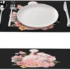 Floral Perfume Bottle Illustration Placemats Washable PVC Table Mats Kitchen Table Placemat for Indoor Outdoor