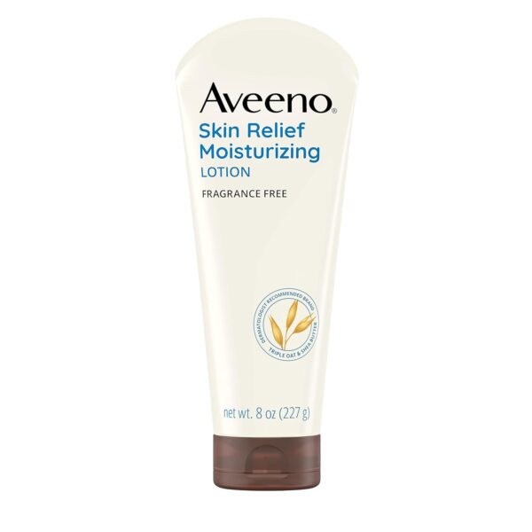Aveeno Skin Relief Moisturizing Lotion for Very Dry Skin with Soothing Triple Oat & Shea Butter Formula, Dimethicone Skin Protectant Helps Heal Itchy, Dry Skin, Fragrance-Free, 8 fl. oz.