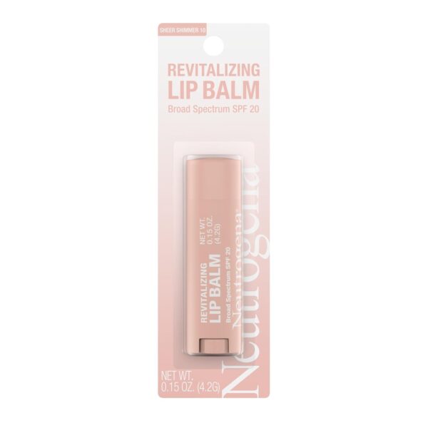 Neutrogena Revitalizing Tinted Lip Balm Broad Spectrum SPF 20 Sunscreen, Moisturizing Lip Balm with a Sheer Tint for Softer, Smoother, Healthier-Looking Lips, Sheer Shimmer 10, .15 oz