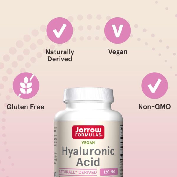 Jarrow Formulas Hyaluronic Acid 120 mg, Dietary Supplement, Skin Health Support, 60 Veggie Capsules, Up to 30 Day Supply