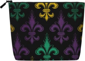 Linen Makeup Bag For Women, Waterproof Travel Cosmetic Organizer Lightweight Zipper Travel Toiletry Bag Organizer 3d Fleur De Lis Mardi Gras Makeup Brushes Storage Bag