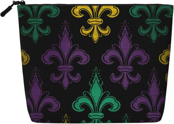 Linen Makeup Bag For Women, Waterproof Travel Cosmetic Organizer Lightweight Zipper Travel Toiletry Bag Organizer 3d Fleur De Lis Mardi Gras Makeup Brushes Storage Bag