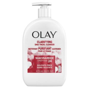 Olay Face Wash, Daily Facial Cleanser with Niacinamide, Peptides & Glycerin - Clarifying, Refreshes Skin Surface, Refines Appearance of Pores - Sulfate-Free, Paraben-Free, Oil-Free, 16 Oz
