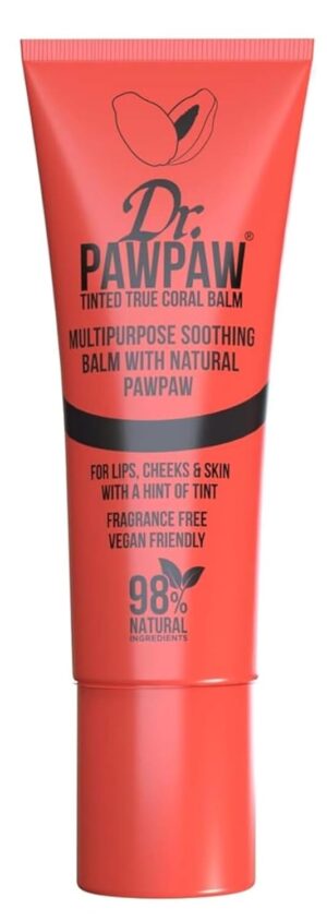 Dr. PawPaw Multipurpose Soothing Tinted Balm - Lip Balm for Lips, Cheeks, Eyes – Tinted Lip Balm - Lip Moisturizer with Pawpaw - True Coral - 0.33 oz