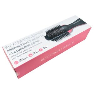 RUCCI Professional 2-in-1 Hairdryer and Volumizing Brush, Ion Thermal Oval Barrel Brush, Swivel Cord, Detangling, Salon Styling Tool Brush, Soft and Smooth Finish, Multiple Heat Setting