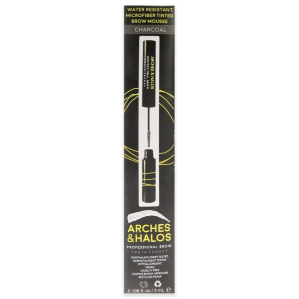Arches and Halos Microfiber Tinted Brow Mousse - Richly Pigmented Eyebrow Shaper - Water Resistant Filler Pen - Vegan - Charcoal - 0.11 oz