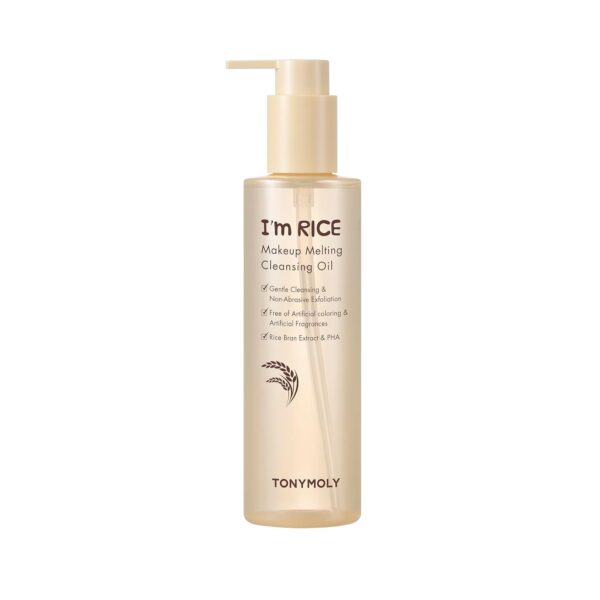TONYMOLY I’m Rice Makeup Melting Cleansing Oil – 215ml | Gentle Cleanser for Sensitive Skin | Removes Makeup & Impurities | Rice Bran Oil + PHA | Non-Comedogenic, Fragrance-Free, Korean Skincare