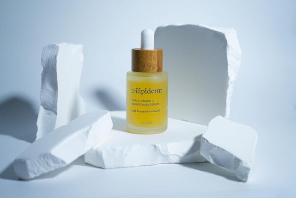 Trilipiderm Triple Vitamin C Serum W/Hyaluronic Acid & Encapsulating Gold, Skin Firming Moisturizer for Anti Aging Skincare Routine, Minimizes Fine Lines, Boost Collagen & Evens Skin Tone