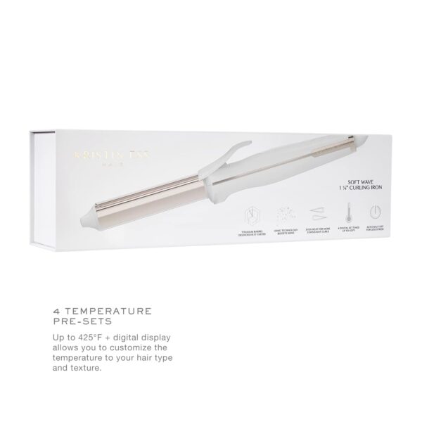 Kristin Ess Hair 1 1/4" Titanium Curling Iron for Beach Waves + Curls for Medium and Long Hair, Smoothing + Frizz Control, Dual Voltage, Auto Shut-Off