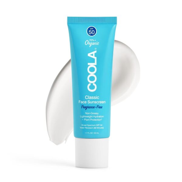 COOLA Organic Face Sunscreen SPF 50 Sunblock Lotion, Dermatologist Tested Skin Care for Daily Protection, Vegan and Gluten Free, Fragrance Free, 1.7 Fl Oz.