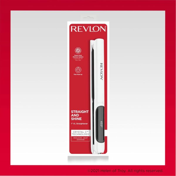 REVLON Crystal C + Ceramic Digital Hair Flat Iron | Long-Lasting Shine and Less Frizz, (1 in)