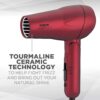 Conair miniPRO Tourmaline Ceramic Travel Hair Dryer with Folding Handle, Red