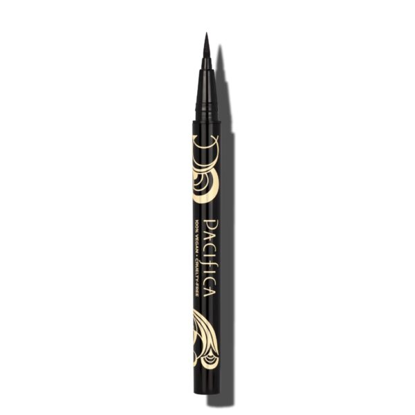 Pacifica Black Liquid Eyeliner Pen - Liquid Line - Felt tip, Smudge Proof Eyeliner - Water Resistant Gel Makeup Eye Liner - Matte Fine Tip Clean Beauty Vegan & Cruelty-Free Dermatologist Tested