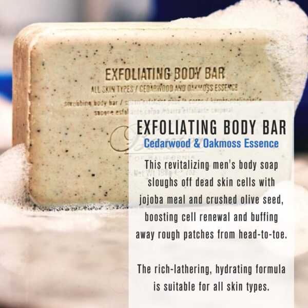 Baxter of California Exfoliating Body Bar Soap for Men with Cedarwood and Oak Moss Essence | For All Skin Types | Buffs Out Dry Skin and Boosts Cell Renewal | 7 ounces | Holiday Gift Guide