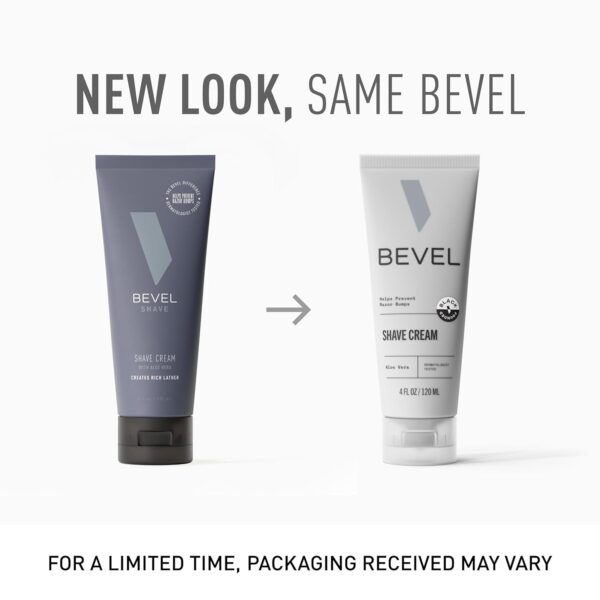 Bevel Shaving Cream for Men, Moisturizing Shave Cream with Aloe Vera and Vitamin E to Soothe Skin and Prevent Razor Bumps, 4 Fl Oz (Packaging May Vary)