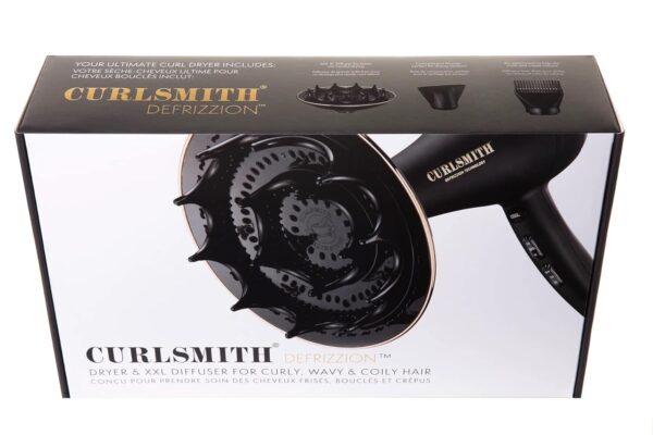 CURLSMITH Defrizzion Hair Dryer, for Curly Hair, with Extra Large 8" Diffuser for Fast Drying, 2 Speeds, 3 Heat Settings, Sustained Cool Setting with Minimal Heat Impact