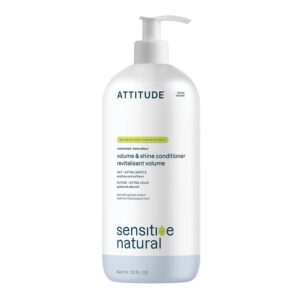 ATTITUDE Hair Conditioner for Sensitive Dry Scalp, Soothing Oat, Naturally Derived Ingredients, Dermatologically Tested, Vegan Detangler, Extra Gentle, Unscented, 32 Fl Oz