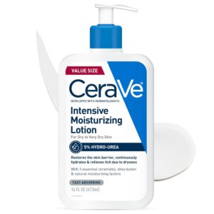 618MnXYuiWL._SL1500_.jpg CeraVe Intensive Moisturizing Lotion, Hydro-Urea + Shea Butter, Body Lotion For Dry Skin, Relieves Signs Of Extra Dry Skin, Non Greasy Hydrating Cream For Rough, Tight, Red & Itchy Skin, 16oz