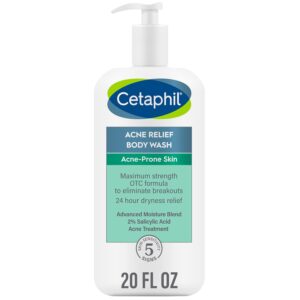 618W32OZezL._SL1500_.jpg Cetaphil Body Wash, Acne Relief Body Wash with 2% Salicylic Acid to Eliminate Breakouts, Gently Exfoliates and Provides 24Hr Dryness Relief, 20 oz
