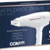Conair Hair Dryer, Worldwide Travel Hair Dryer with Smart Voltage Technology and Folding Handle, Includes Concentrator