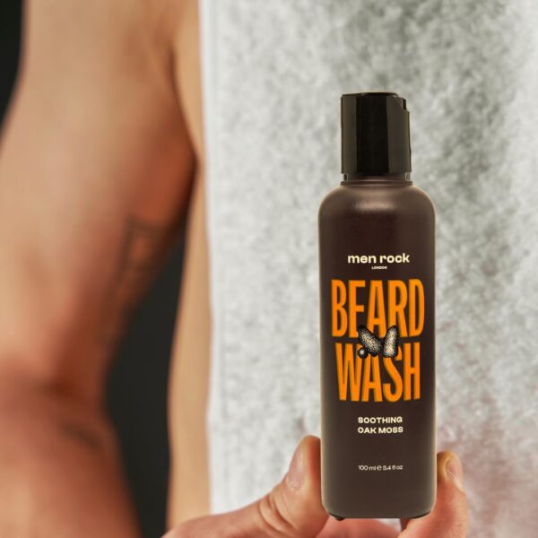 Men Rock Beardy Beloved Soothing Essential Beard Kit - Oak Moss - Beard Oil, Balm and Wash - Mens Face Care - Skincare Products for Men - 3 Pc