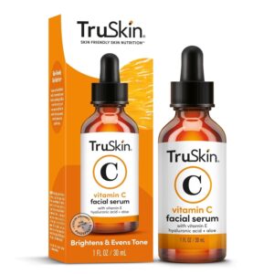 TruSkin Vitamin C Serum For Face – Anti Aging Formula with Vitamin C, Hyaluronic Acid, Vitamin E – Brightening Serum – Improve Appearance of Dark Spots, Tone, Fine Lines & Wrinkles, 1 Fl Oz